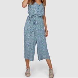 Billabong Florida Blue Haze Floral Cropped Jumpsuit 10